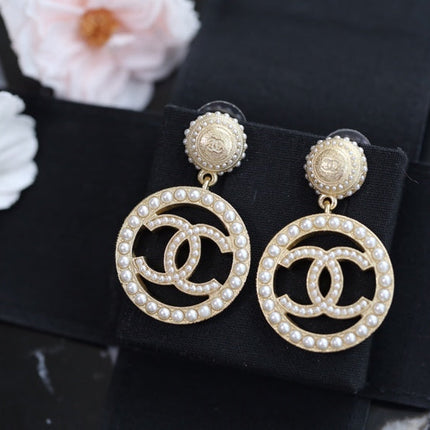 DOUBLE C PEARL GOLD EARRINGS