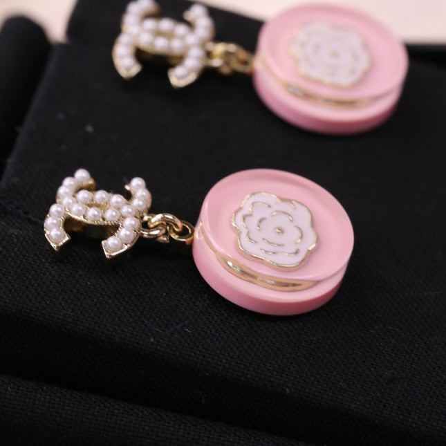 CAMELLIA PINK EARRINGS PEARL DIAMOND