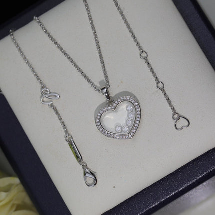 HAPPY HEART WHITE MOP NECKLACE SILVER DIAMOND