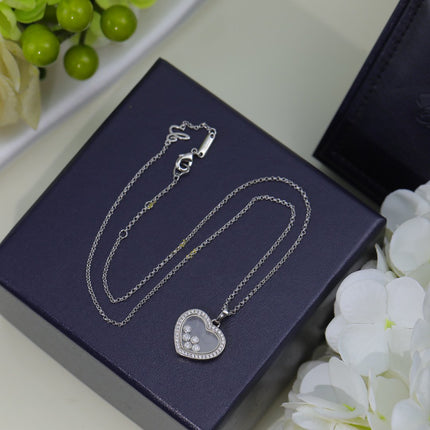 HAPPY HEART WHITE MOP NECKLACE SILVER DIAMOND