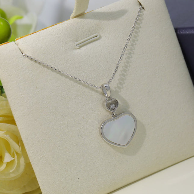 HAPPY HEART WHITE MOP NECKLACE SILVER DIAMOND 01