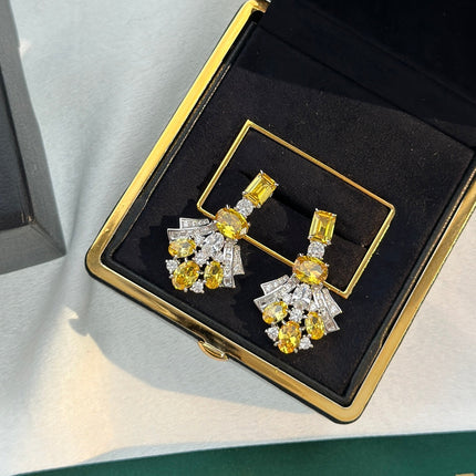 GRA SILVER YELLOW DIAMOND EARRINGS