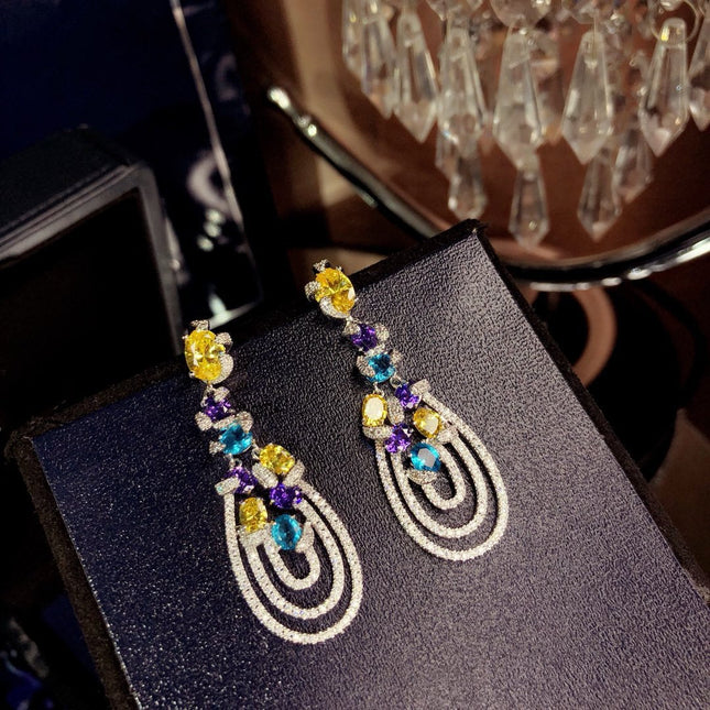 GRA MULTICOLOR DIAMOND DROP EARRINGS