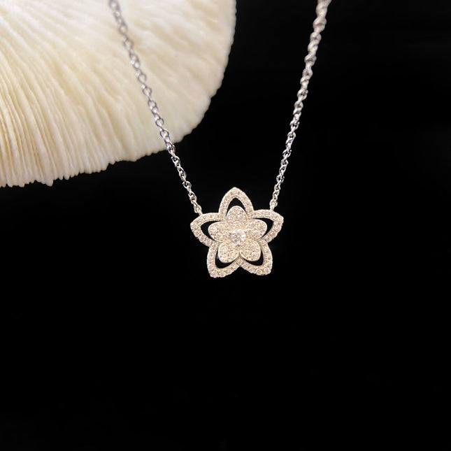 WILD FLOWER SILVER DIAMOND NECKLACE