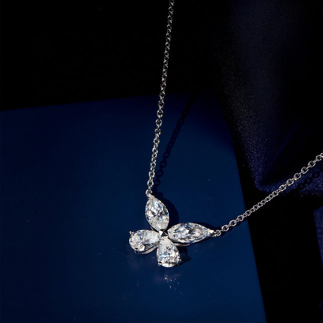 CLASSIC BUTTERFLY SILVER DIAMOND NECKLACE