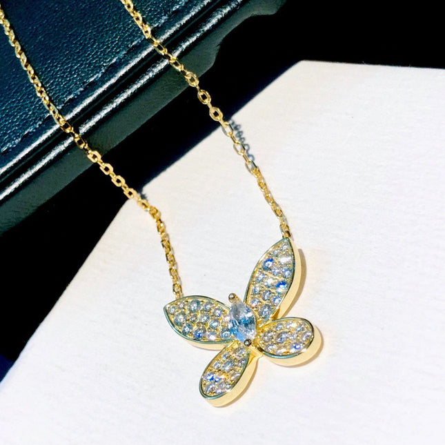 BUTTERFLY GOLD DIAMOND PAVED NECKLACE