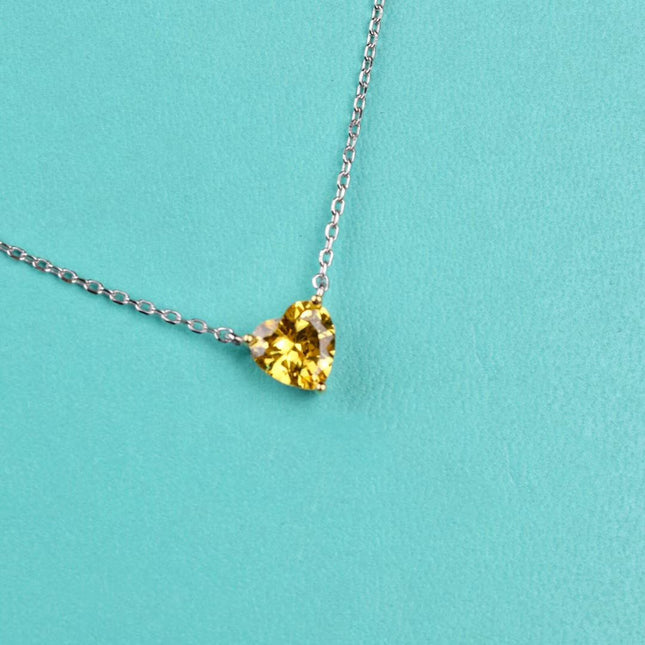 HEART SHAPE SILVER YELLOW DIAMOND NECKLACE