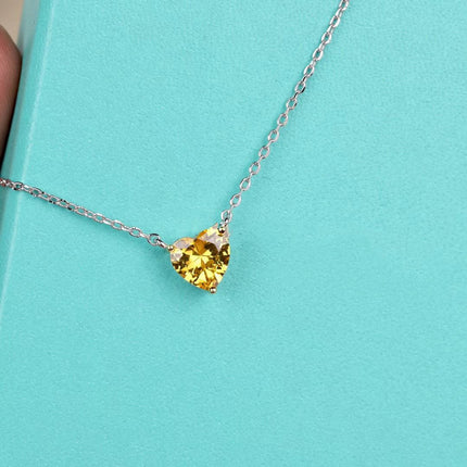 HEART SHAPE SILVER YELLOW DIAMOND NECKLACE