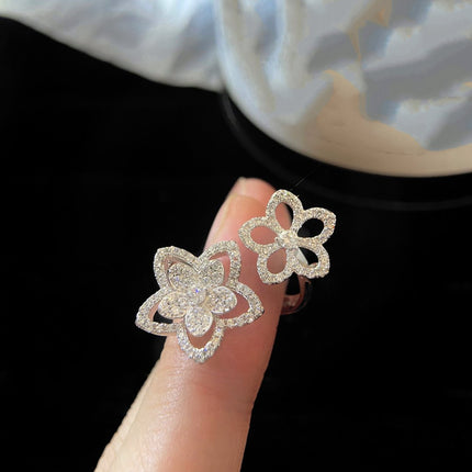 WILD FLOWER DOUBLE SILVER DIAMOND RING