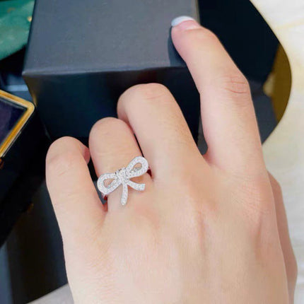 TILDA BOW MINI SILVER DIAMOND RING