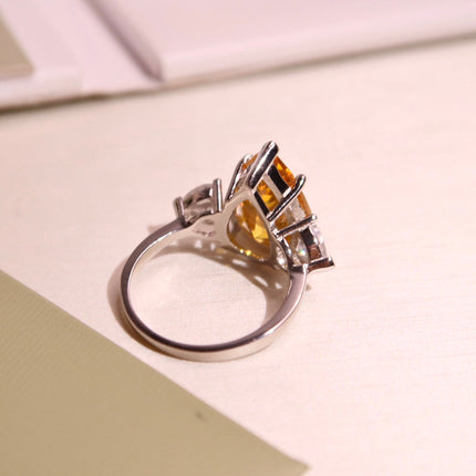 PROMISE PEAR SHAPE YELLOW SILVER DIAMOND RING