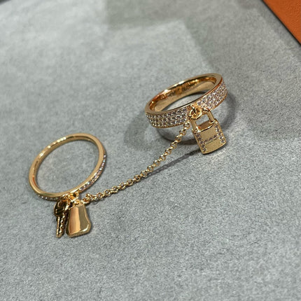 HM KELLY CLOCHETTE DOUBLE RING IN ROSE GOLD WITH DIAMONDS