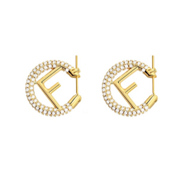 F LOGO GOLD DIAMOND EARRINGS