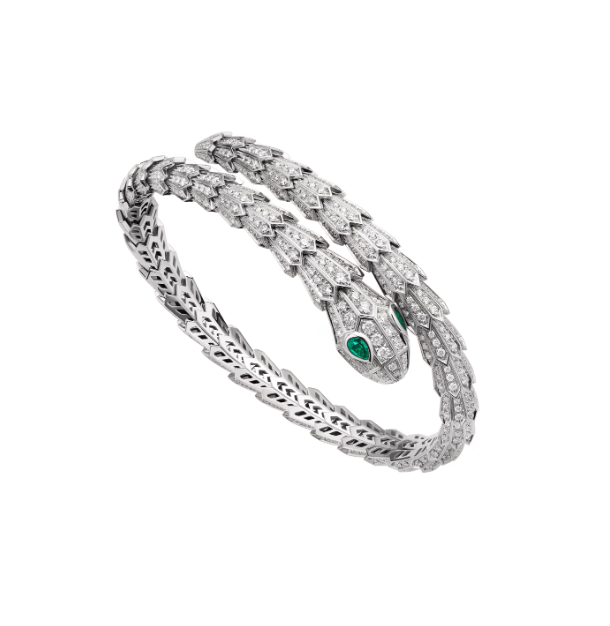 SERPENT MALACHITE SILVER DIAMOND PAVED BRACELET