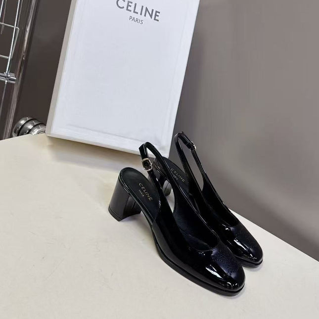 CELINE SLINGBACK IN BLACK CALFSKIN
