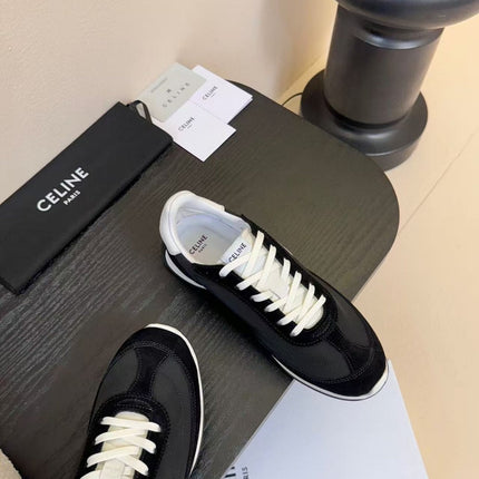 CELINE TRAINRES IN BLACK MIX WHITE SUEDE AND FABRIC