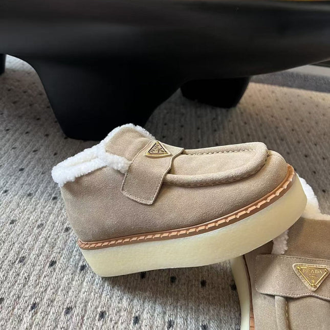 PRADA LOAFERS IN TAN BROWN SUEDE