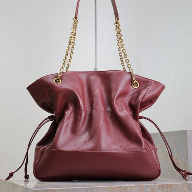 YSL JAMIE 35 IN BURGUNDY RED CALFSKIN GOLD HARDWARE