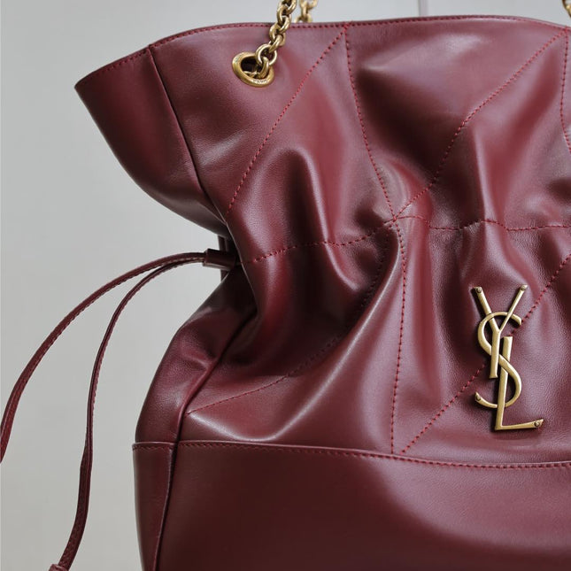 YSL JAMIE 35 IN BURGUNDY RED CALFSKIN GOLD HARDWARE