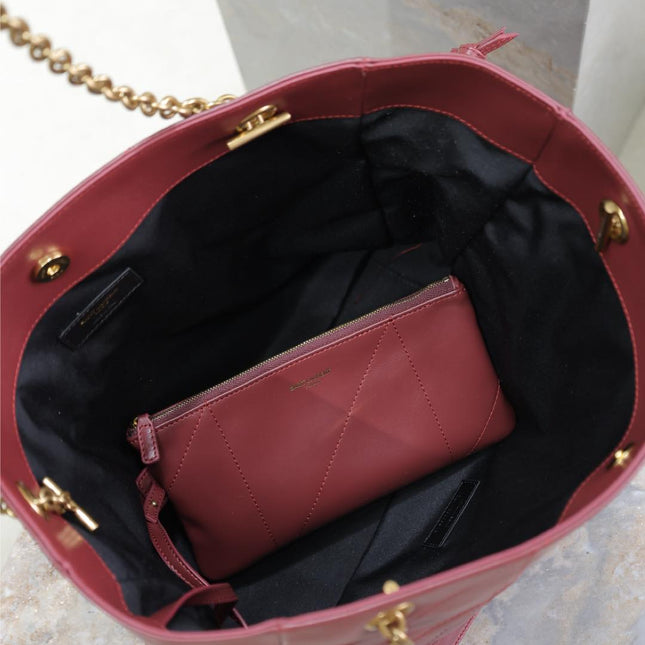 YSL JAMIE 35 IN BURGUNDY RED CALFSKIN GOLD HARDWARE