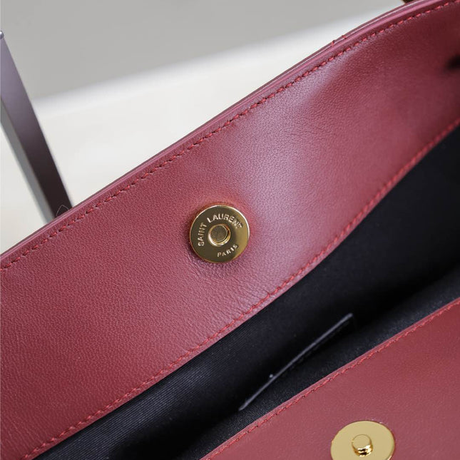 YSL JAMIE 35 IN BURGUNDY RED CALFSKIN GOLD HARDWARE