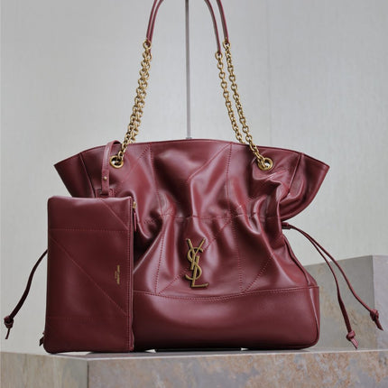 YSL JAMIE 35 IN BURGUNDY RED CALFSKIN GOLD HARDWARE