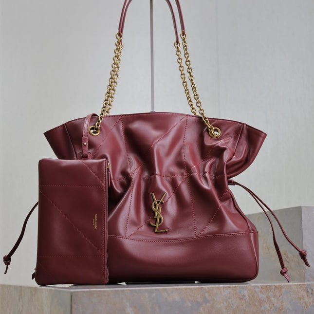 YSL JAMIE 35 IN BURGUNDY RED CALFSKIN GOLD HARDWARE