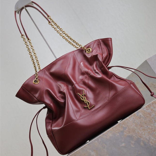 YSL JAMIE 35 IN BURGUNDY RED CALFSKIN GOLD HARDWARE