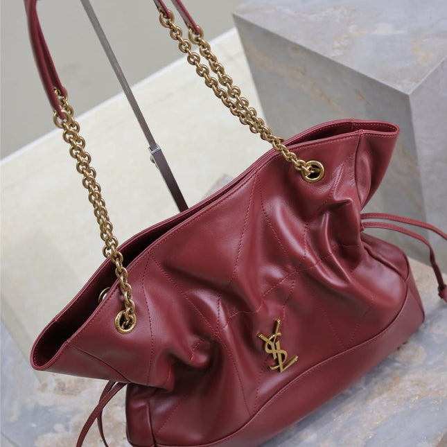 YSL JAMIE 35 IN BURGUNDY RED CALFSKIN GOLD HARDWARE