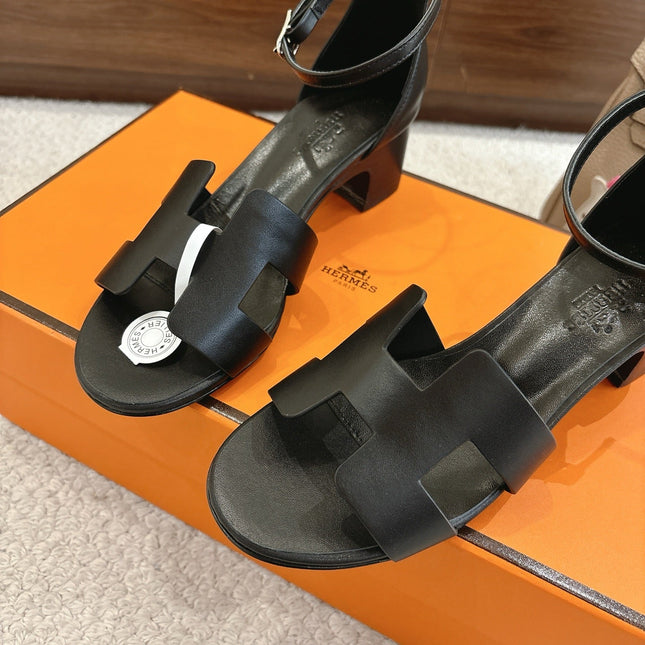 HM ENCENS SANDAL 5CM IN BLACK CALFSKIN