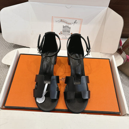 HM ENCENS SANDAL 5CM IN BLACK CALFSKIN