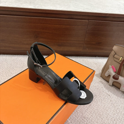 HM ENCENS SANDAL 5CM IN BLACK CALFSKIN