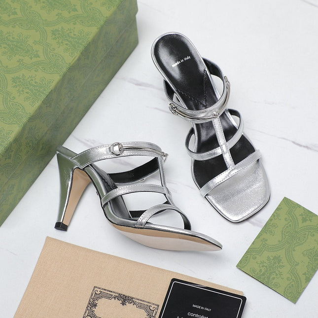 GG SLIM HORSEBIT SLIDE SANDAL SILVER