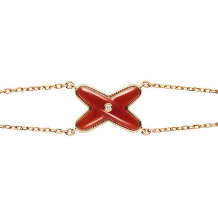 JEUX BRACELET CARNELIAN PINK GOLD 1 DIAMOND