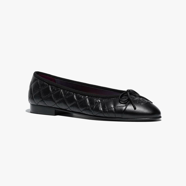 BALLET FLATS BLACK AGED CALFSKIN