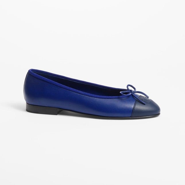 BALLET FLATS NAVY BLUE BLACK LAMBSKIN