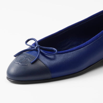 BALLET FLATS NAVY BLUE BLACK LAMBSKIN