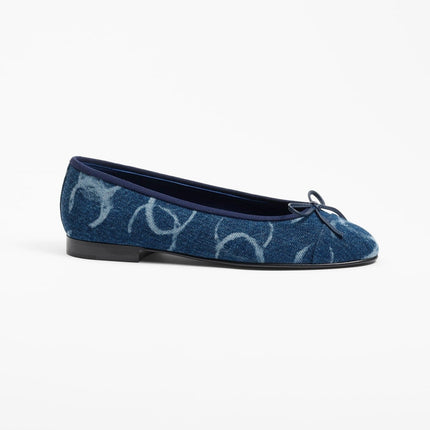 BALLET FLATS DARK BLUE WHITE DENIM