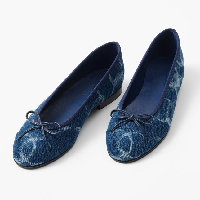 BALLET FLATS DARK BLUE WHITE DENIM