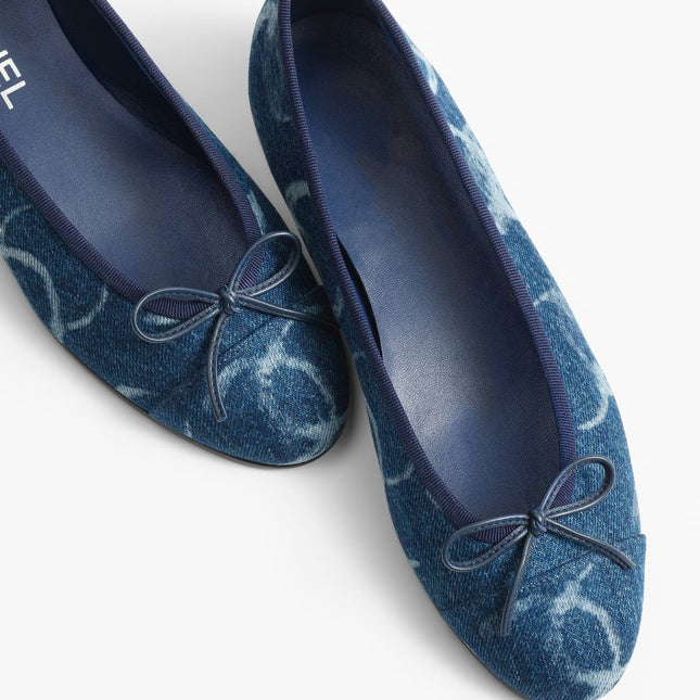 BALLET FLATS DARK BLUE WHITE DENIM