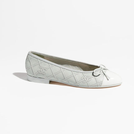 BALLET FLATS LIGHT BLUE WHITE LAMBSKIN