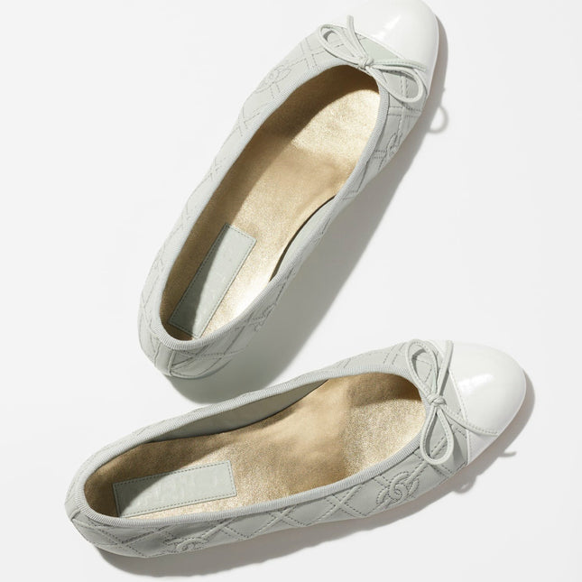 BALLET FLATS LIGHT BLUE WHITE LAMBSKIN