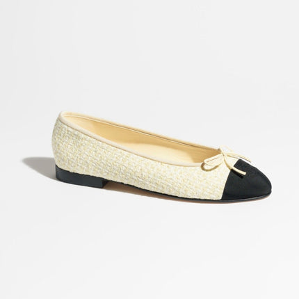 BALLET FLATS LIGHT YELLOW BLACK TWEED