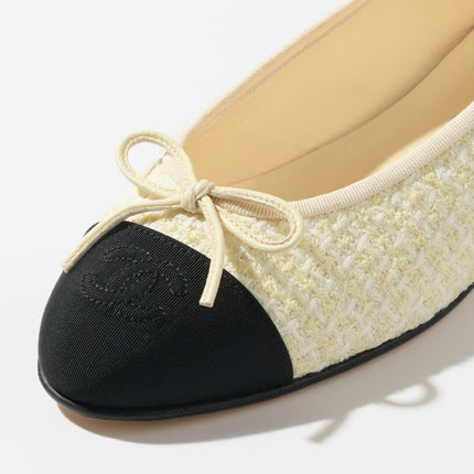 BALLET FLATS LIGHT YELLOW BLACK TWEED