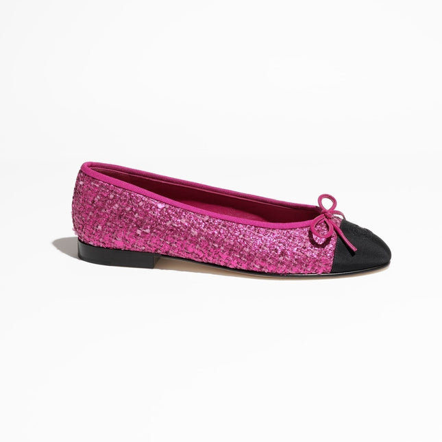 BALLET FLATS LIGHT PINK BLACK TWEED