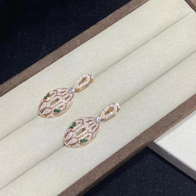 SERPENTI MALACHITE DIAMOND EARRINGS GOLD