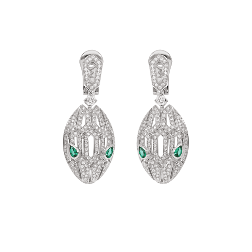 SERPENTI MALACHITE DIAMOND EARRINGS SILVER