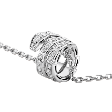 SERPENTI SILVER NECKLACE DOUBLE RING DIAMOND