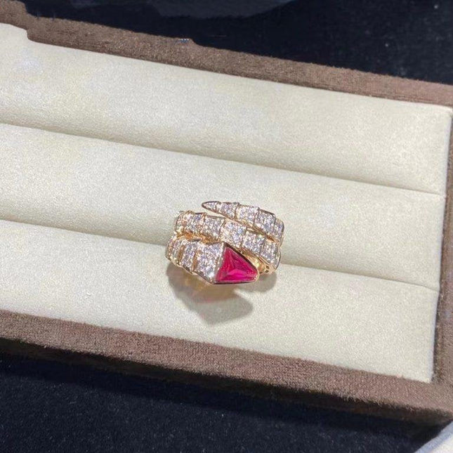 SERPENTI RING PINK GOLD DIAMOND PINK DOUBLE ROW