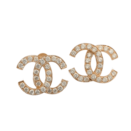 CC LOGO EARRINGS MEDIUM PINK GOLD DIAMOND